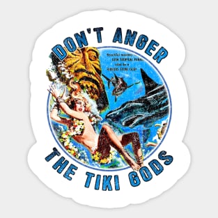 Vintage Don't Anger The Tiki Gods of Shark Reef Sticker